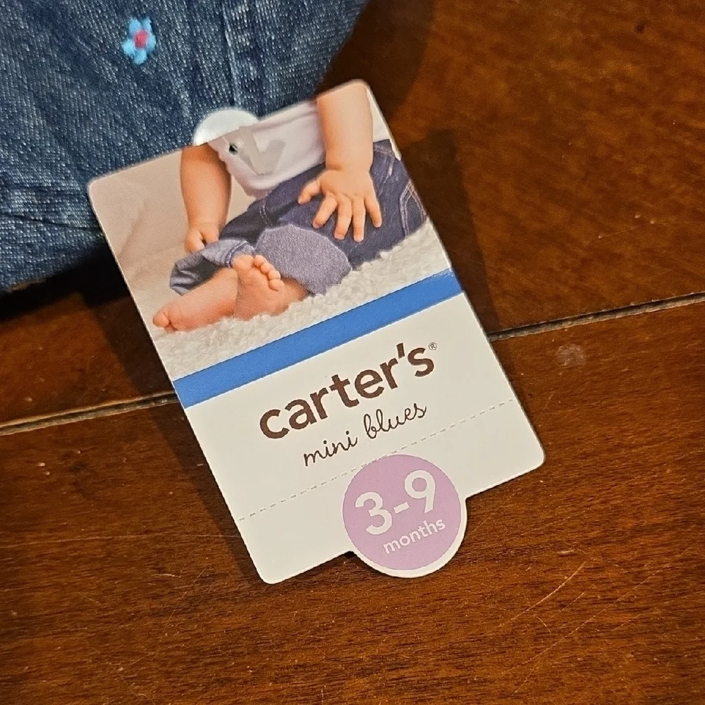 (J59) Carter's Denim Hat with Colorful Butterfly Sz 3-9 m